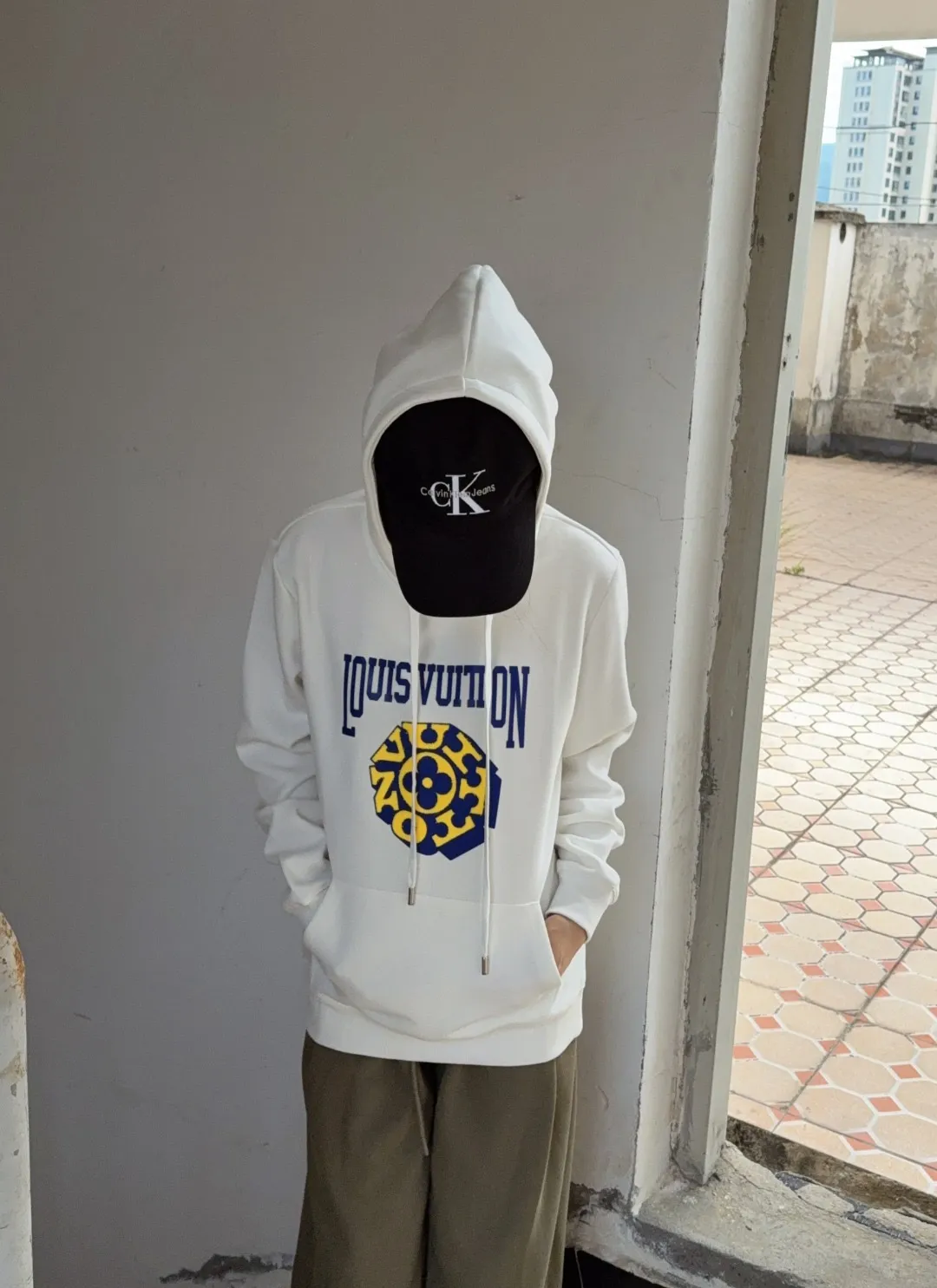 Louis Vuitton/Louis Vuitton 25Fw 3D letter patch hooded sweatshirt